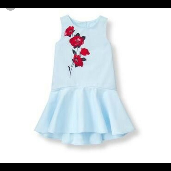 light blue dress with red flowers